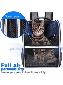 Pet Carrier Backpack,Ventilated Design,Pet Travel Backpack With Comfortable Shoulder Straps,Thicker Bottom Support,Two-Way Entrance Pet Carrier Backpack,Black
