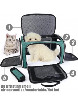 Pet Travel Carrier, Cat Carriers Dog Carrier For Small Medium Cats Dogs Puppies, Airline Approved Small Dog Carrier Soft Sided, Collapsible Puppy Carrier. Green