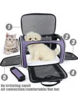 Pet Travel Carrier, Cat Carriers Dog Carrier For Small Medium Cats Dogs Puppies, Airline Approved Small Dog Carrier Soft Sided, Collapsible Puppy Carrier. Purple