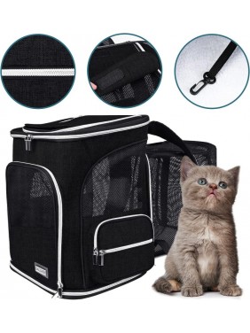 Expandable Pet Carrier Backpack，Pet Backpack For Small Cats Puppies Dogs Bunny, Airline-Approved Ventilate Backpack For Travel, Hiking And Outdoor Use. Black