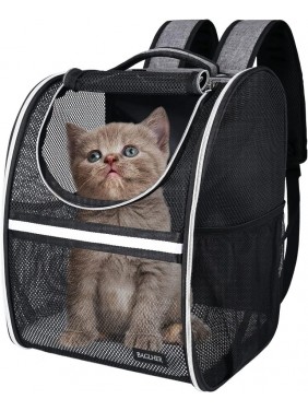 Pet Carrier Backpack,Ventilated Design,Pet Travel Backpack With Comfortable Shoulder Straps,Thicker Bottom Support,Two-Way Entrance Pet Carrier Backpack,Black