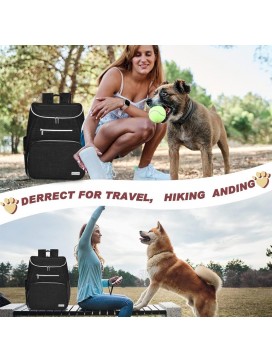 Dog Travel Bag Backpack,Airline Approved Pet Supplies Backpack,Dog Travel Backpack With 2 Silicone Collapsible Bowls And 2 Food Baskets. Black | Black