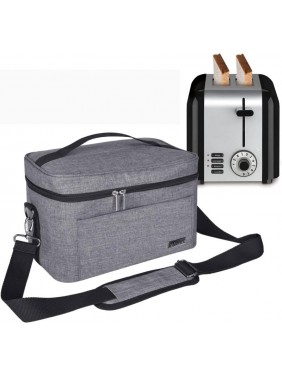 Toaster Storage Bag,Carrying Bag,Compatible With Most 2-Slice Toasters,With A Front Accessory Bag,Which Can Hold Accessories And Jam.Gray, 12× 7× 7.5 Inches