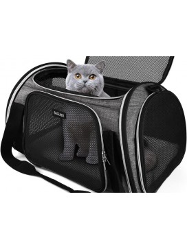 Pet Travel Carrier, Airline Approved Cat Carriers, Dog Carrier,Suitable For Small And Medium-Sized Cats And Dogs Pet Soft Carrier, Suitable For Travel, Hiking, And Outdoor Use. Grey