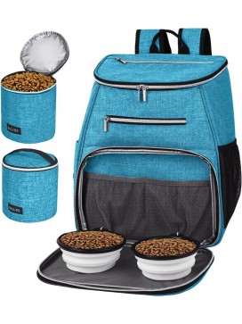 Dog Travel Bag Backpack,Airline Approved Pet Supplies Backpack,Dog Travel Backpack With 2 Silicone Collapsible Bowls And 2 Food Baskets Sky Blue