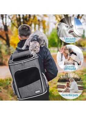 Dog Backpack Carrier, Foldable Cat Backpack Carrier For Small Cats And Dogs, Ventilated Design Pet Travel Carrier Backpack With Inner Safety Strap, Cat Carrying Bag For Travel Hiking Camping.