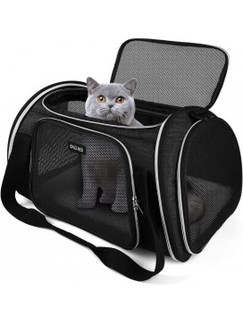 Pet Travel Carrier, Airline Approved Cat Carriers, Dog Carrier,Suitable For Small And Medium-Sized Cats And Dogs Pet Soft Carrier, Suitable For Travel, Hiking, And Outdoor Use. Black | Black