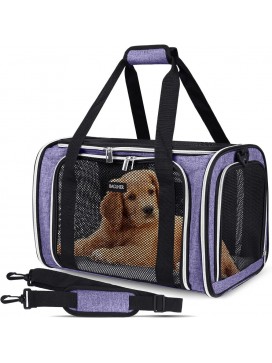 Pet Travel Carrier, Cat Carriers Dog Carrier For Small Medium Cats Dogs Puppies, Airline Approved Small Dog Carrier Soft Sided, Collapsible Puppy Carrier. Purple