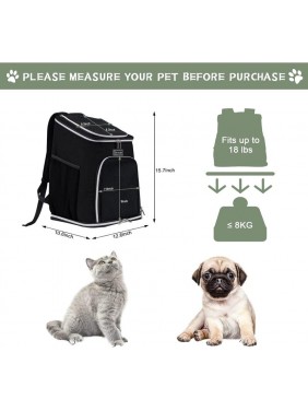 Dog Carrier Backpack Cat Backpack Travel Carrier For Hiking Walking Cycling Suitable For Small Medium Pets Black | Black