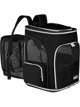 Expandable Pet Carrier Backpack，Pet Backpack For Small Cats Puppies Dogs Bunny, Airline-Approved Ventilate Backpack For Travel, Hiking And Outdoor Use. Black