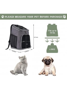 Dog Carrier Backpack Cat Backpack Travel Carrier For Hiking Walking Cycling Suitable For Small Medium Pets Grey