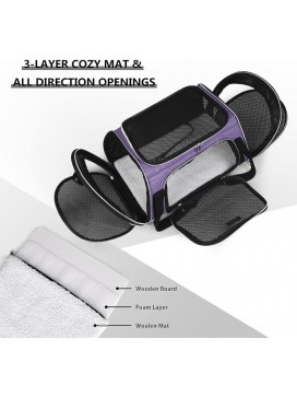 Pet Travel Carrier, Airline Approved Cat Carriers, Dog Carrier,Suitable For Small And Medium-Sized Cats And Dogs Pet Soft Carrier, Suitable For Travel, Hiking, And Outdoor Use. Purple