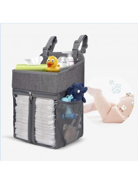 Hanging Diaper Organizer,Baby Diaper Organizer Is Suitable For Hanging On Diaper Table, Nursery, And All Cribs. Baby Supplies Storage Diaper Rack, Diaper Stacker.Gray